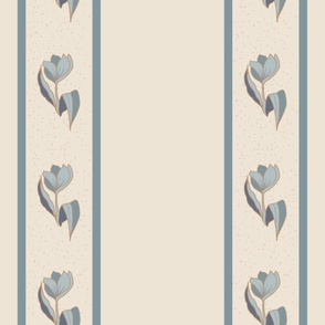 BLUE TULIP ROWS LARGE WALLPAPER, BEDDING