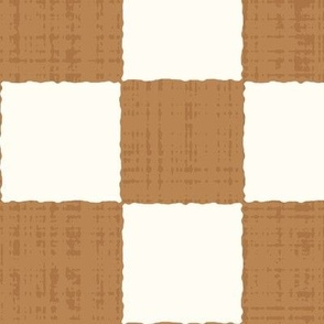 3" Textured Checkerboard Blender - Yellow Ochre and Cream - Extra Large (XL) Scale - Traditional Checker Pattern with Organic Edges and Linen Texture