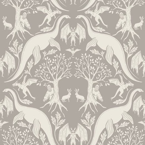 Small-Scale Taupe Cryptid Damask