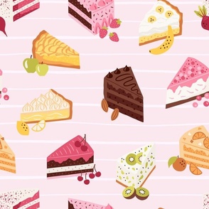 Yummy cake slices - pink - medium scale