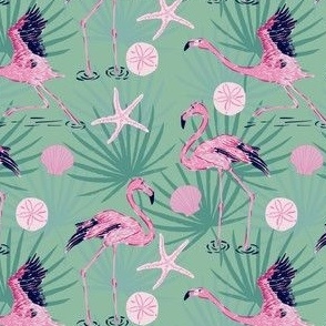 (S) Dancing Flamingos in Green