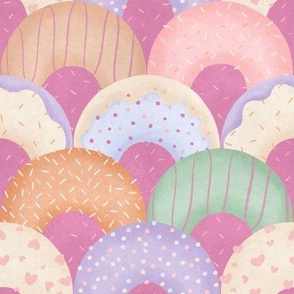 Playful Scallop Donuts on a Bright Pink Ground Color_Large