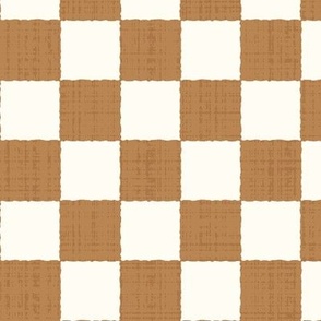 1.5" Textured Checkerboard Blender - Yellow Ochre and Cream - Medium Scale - Traditional Checker Pattern with Organic Edges and Linen Texture