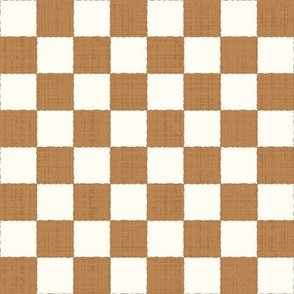 1" Textured Checkerboard Blender - Yellow Ochre and Cream - Small Scale - Traditional Checker Pattern with Organic Edges and Linen Texture