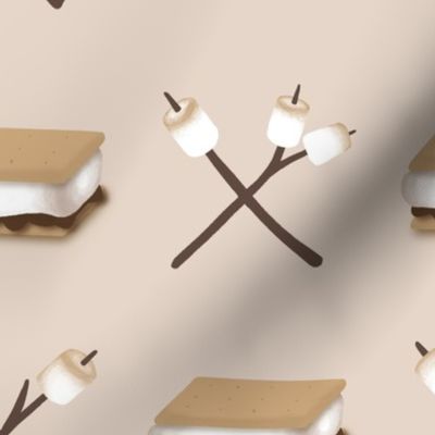 Have S'more S'mores!  -- S'more and Roasted Marshmallows on Neutral Background