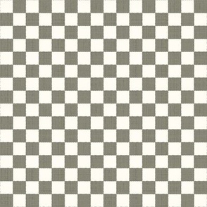1/2" Textured Checkerboard Blender - Olive Green and Cream - Extra Small (XS) Scale - Traditional Checker Pattern with Organic Edges and Linen Texture