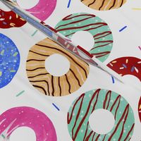 Hand Painted Bright Doughnuts With Decorative Sprinkles Off White Medium