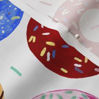 Hand Painted Bright Doughnuts With Decorative Sprinkles Off White Medium