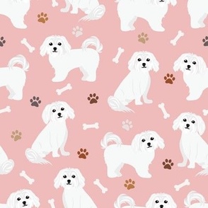 Maltese Dogs Paws and Bones Pink