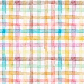 scrumptious cupcake coordinate small - delicious watercolor sweet plaid - french country gingham fabric and wallpaper