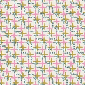 Little Bits and Bubbles Plaid 8x8 natural - pink - yellow