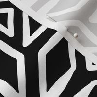 Art Deco Diamond Block Print | Medium Scale | Black and white | Multidirectional geometric
