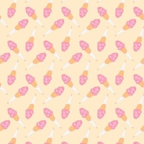 Ice cream cones tossed pink and white on yellow - treat yourself - Small
