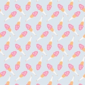 Ice cream cones tossed pink and white on blue - treat yourself - Small