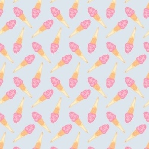 Ice cream cones tossed pink and yellow on blue- treat yourself - Small