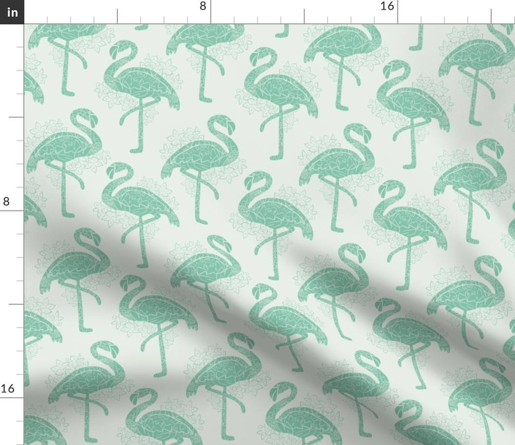 Mint Flamingos - Mint Green Tropical Birds