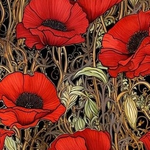 art nouveau poppies