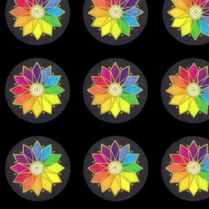 Spinning Color Wheel Flowers With Golden Spiral Centers
