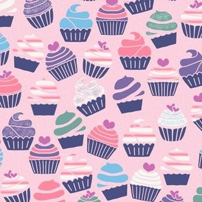 Pink, Green, Blue, Purple and White Yummy Cupcakes - Medium
