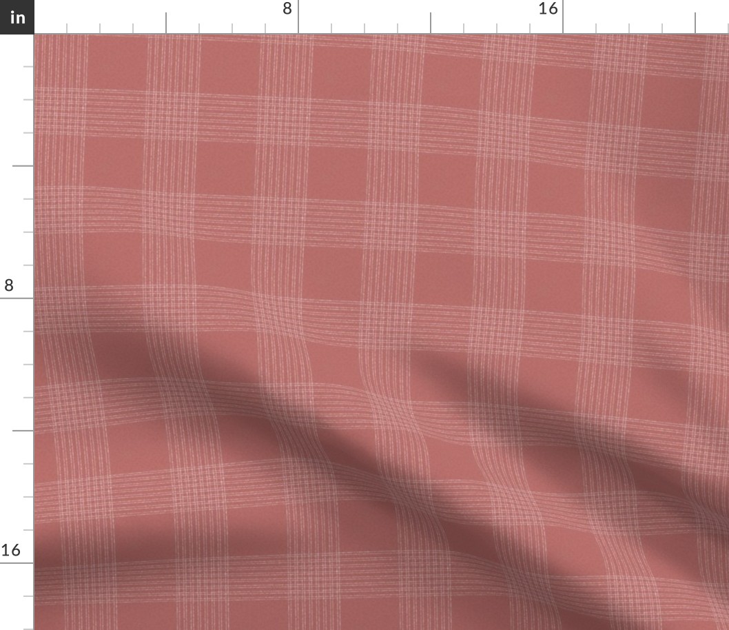 Crossover Plaid Dark small: Dusty Red & Cream Linear Plaid