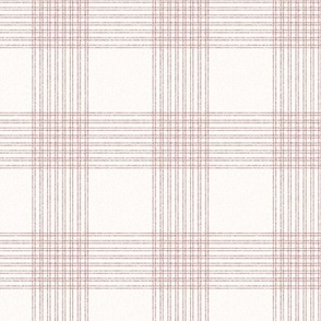 Crossover Plaid small: Cream & Dusty Red Linear Plaid