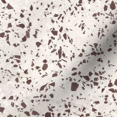 Terrazzo Stracciatella (xl scale) | Terrazzo in dark chocolate and cream, marble chips, quartz, polished stone, Italian ice cream, chocolate chips, bathroom and kitchen decor, mid-century minimalism, classic modern mosaic terrazzo print.