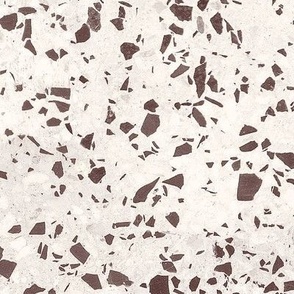 Terrazzo Stracciatella (xxl scale) | Terrazzo in dark chocolate and cream, marble chips, quartz, polished stone, Italian ice cream, chocolate chips, bathroom and kitchen decor, mid-century minimalism, classic modern mosaic terrazzo print.