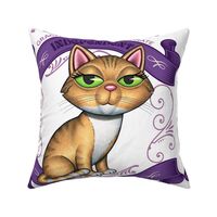 Cute yellow tabby kitty with green eyes with purple trim 
