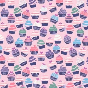 Pink, Green, Blue, Purple and White Yummy Cupcakes - Small