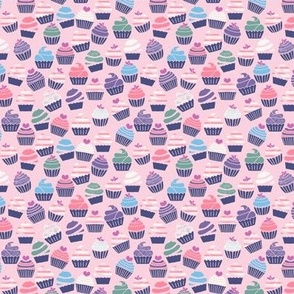 Pink, Green, Blue, Purple and White Yummy Cupcakes - Mini