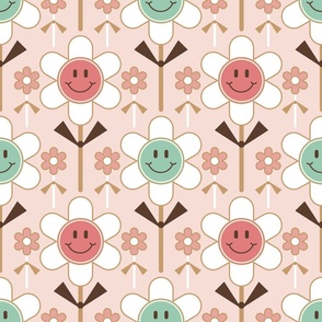Retro Smiley Face Daisy Cookie Pops / Muted Pink / Food Dessert / Baking / Medium