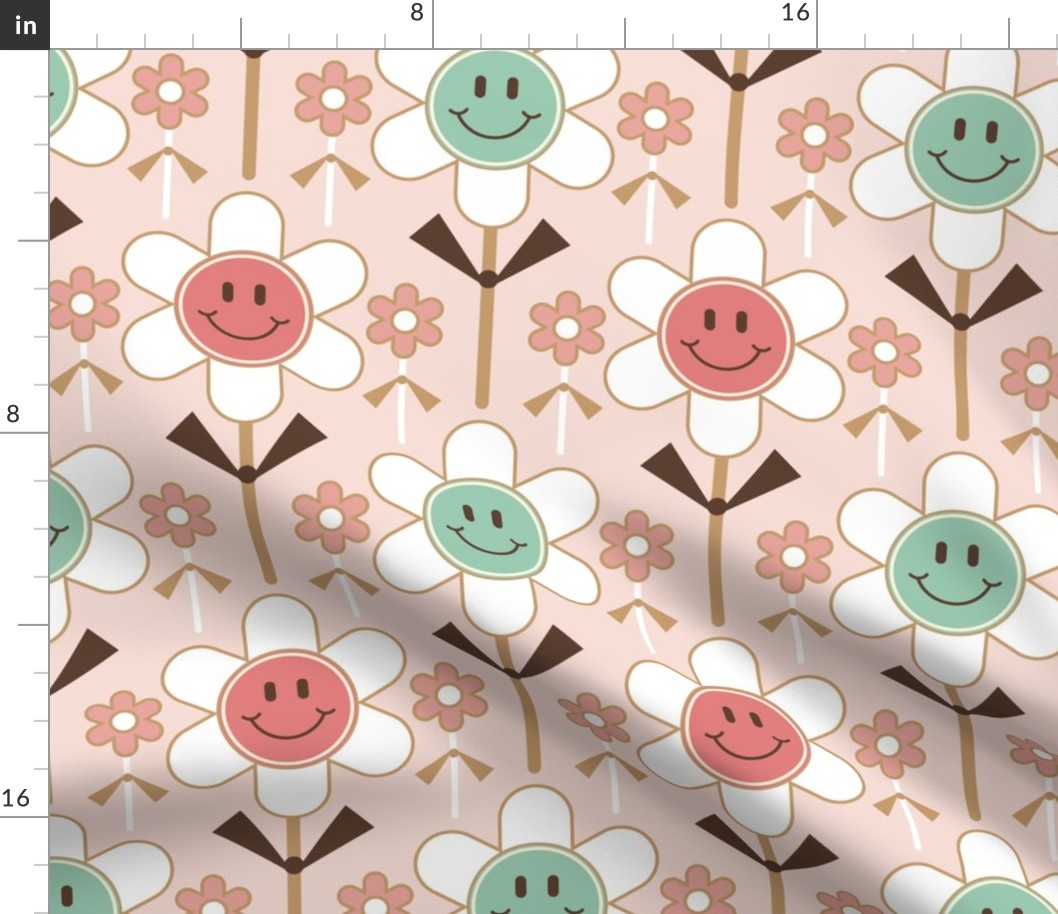 Retro Smiley Face Daisy Cookie Pops / Muted Pink / Food Dessert / Baking / Medium