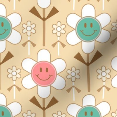 Retro Smiley Face Daisy Cookie Pops / Pink Sand / Food Dessert / Small