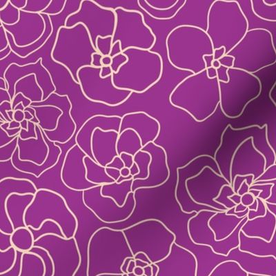 Retro Floral Linework (23") - purple, cream (ST2023RFL)