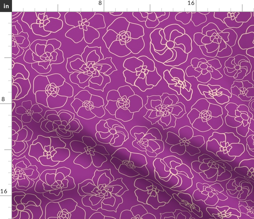 Retro Floral Linework (23") - purple, cream (ST2023RFL)