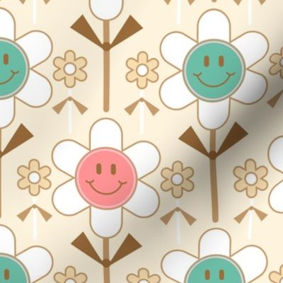 Retro Smiley Face Daisy Cookie Pops / Pink Vanilla / Food Dessert / Small