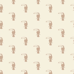 Stylized Small Toucans in an ivory background - Small Scale - Tropical Birds coordinate print