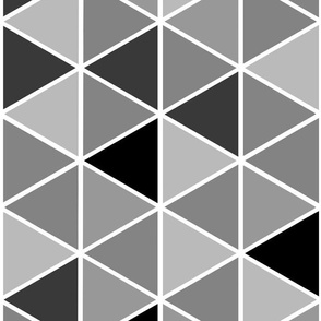 Medium Geometric Triangles, Black and Grey Tones