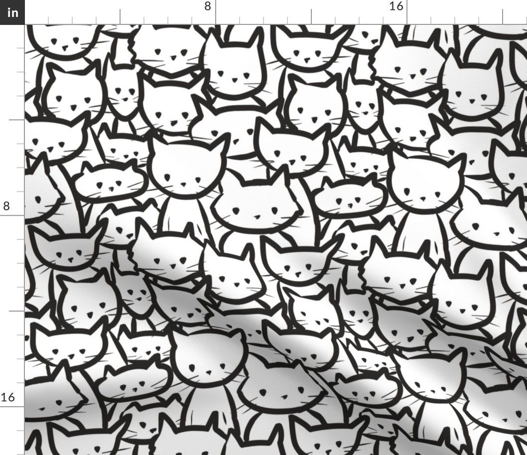 Ink Doodles of Cats in black and white, small