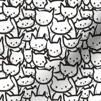 Ink Doodles of Cats in black and white, x-small