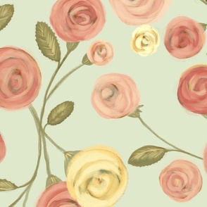 French Roses - Antique Green (Extra Large)