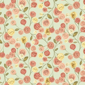 French Roses - Antique Green (Medium)