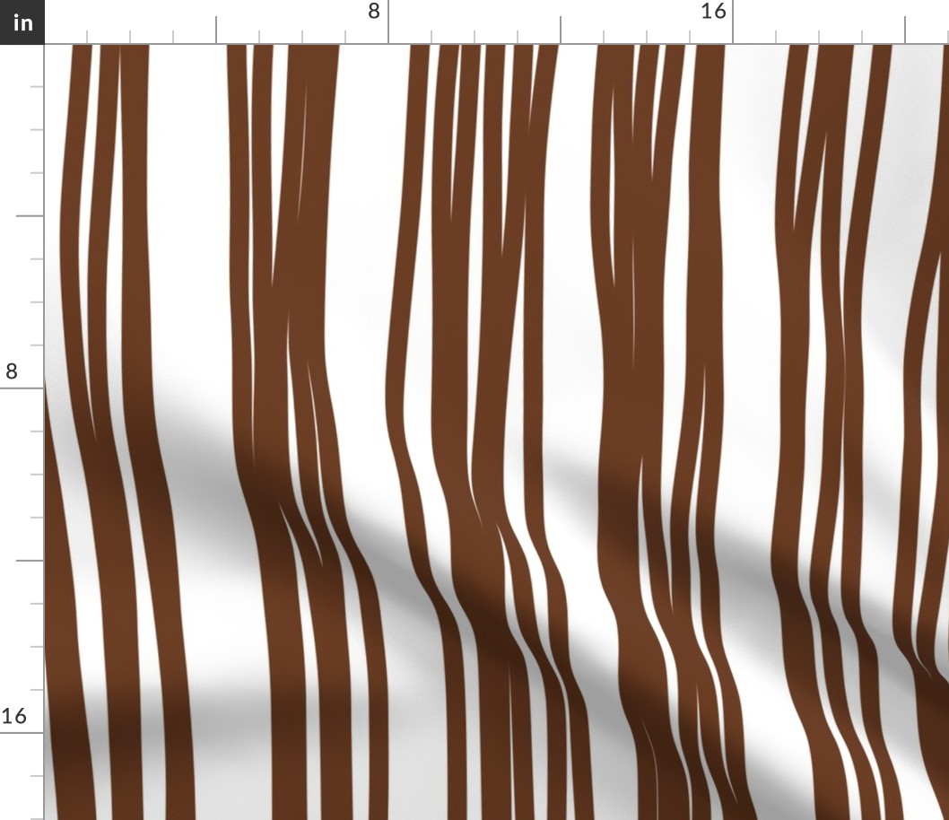 Curving Chocolate Brown Stripes on White