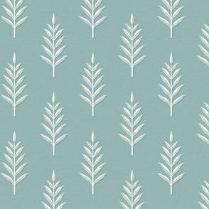 Margot Leaf Stem: Dusty Aqua Botanical, Watery Green Blue Leaf Sprigs