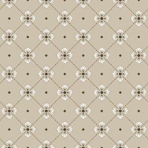 Simone: Sand Tiled Floral, Small Scale Diagonal Botanical