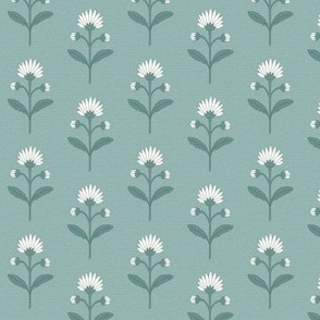 Naomi Floral: Dusty Aqua Small Floral, Small Scale Botanical