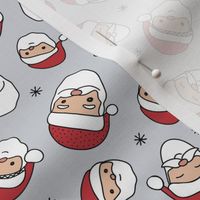 Tossed Quirky Santa Claus - Freehand Christmas Holidays design on gray 