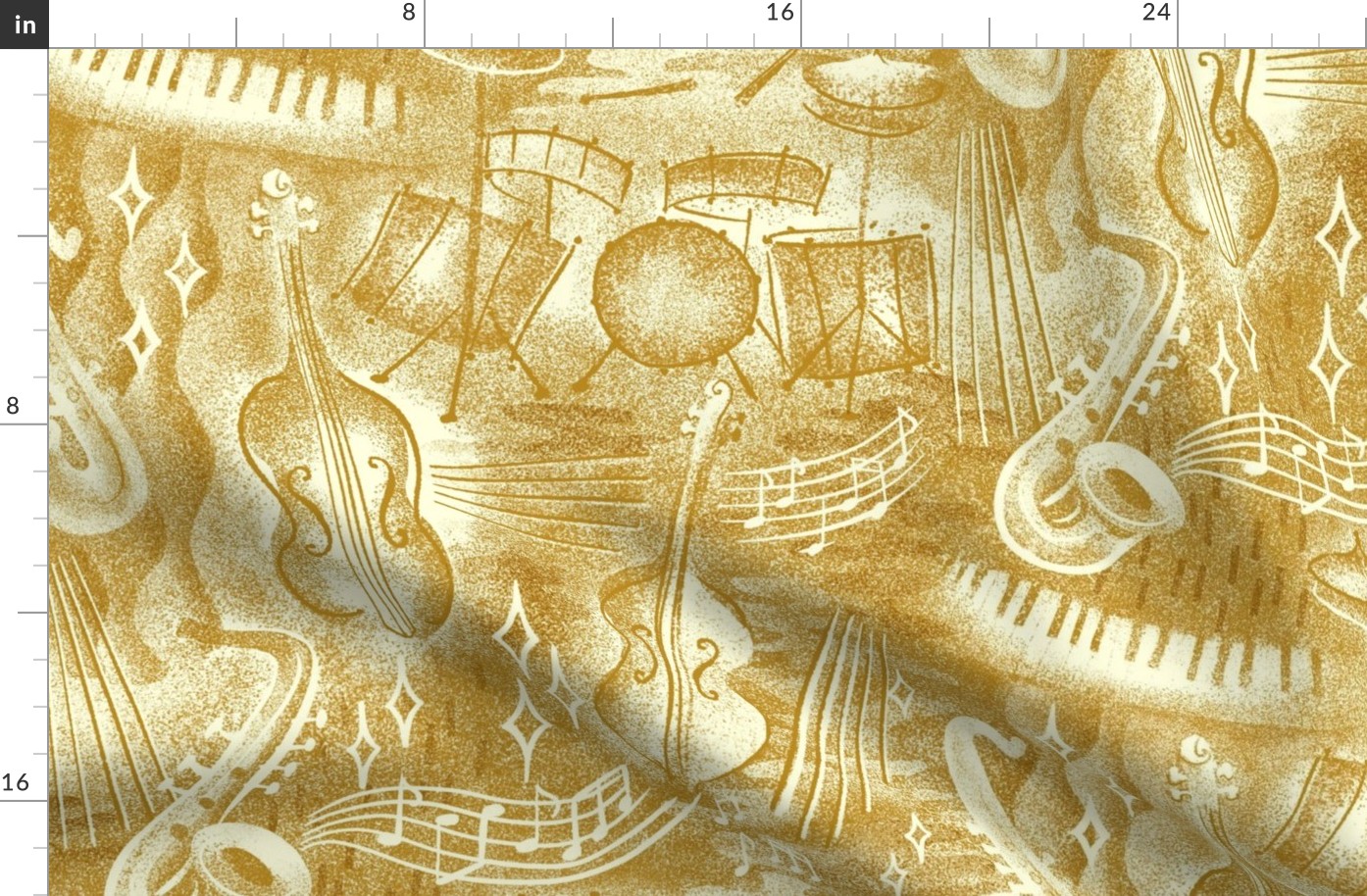 jazz music- mustard and cream - large scale wallpaper 