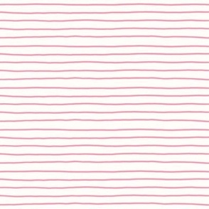 Pink on cream wonky hand drawn thin line stripe