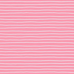 Cream on pink wonky thin line stripe